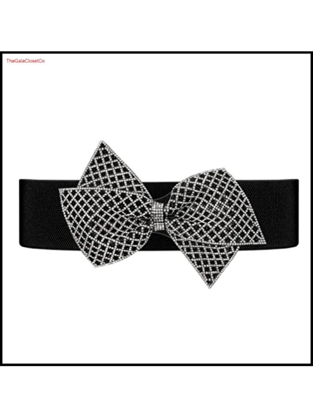 Rhinestone Bow Wide Elastic Cinch Waist Belt for Women Dresses